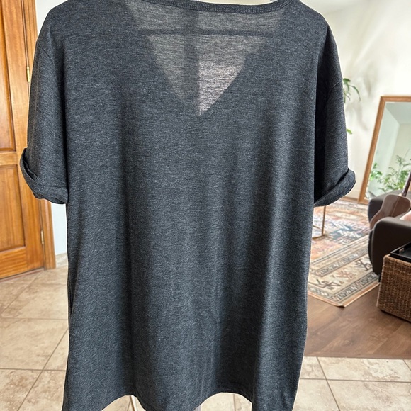 Fun Fall Football Coffee Pumpkin Charcoal Gray V-Neck Tee T-Shirt Size XL - Picture 3 of 3